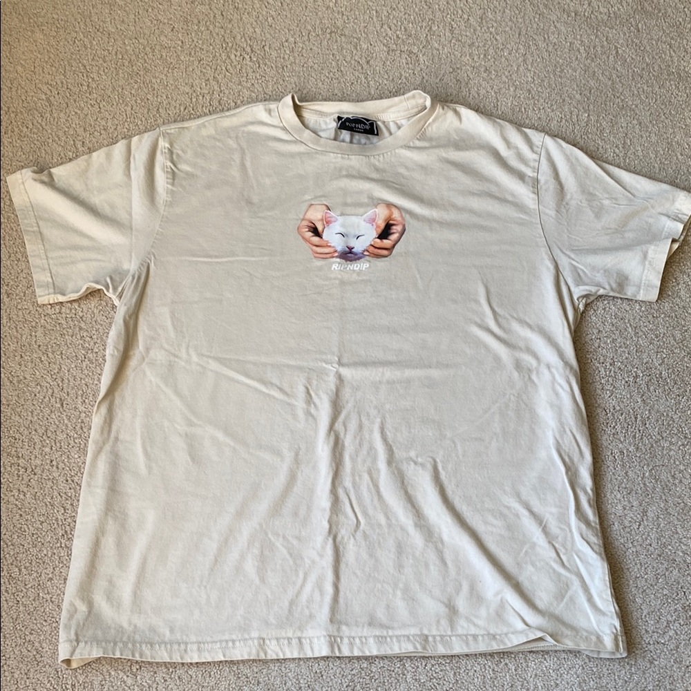 Rip and Dip cat Cream Graphic T-Shirt
